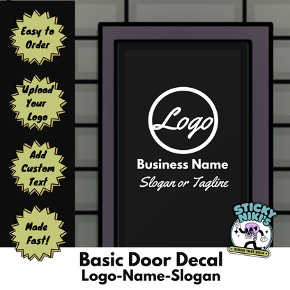 Front Door Decal - Logo, Business Name, Slogan ,QR Code