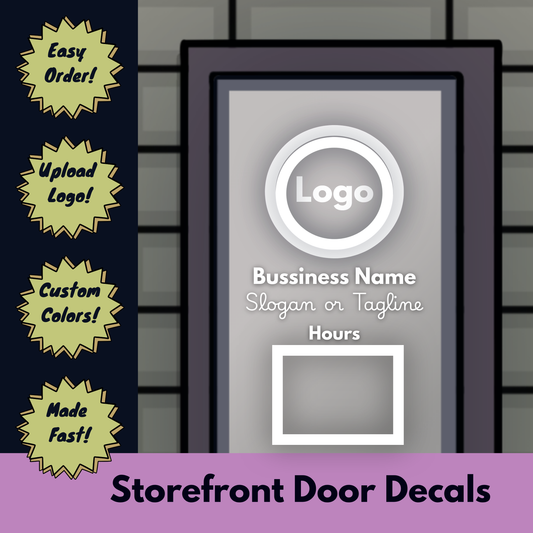 Front Door- Logo, Bussiness Name & Hours / Your Company Name or Logo Storefront Vinyl Sticker Window Door Lettering- Logo only (Copy)