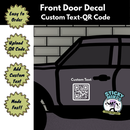 Vehicle Door Decal -  Custom Text, QR Code