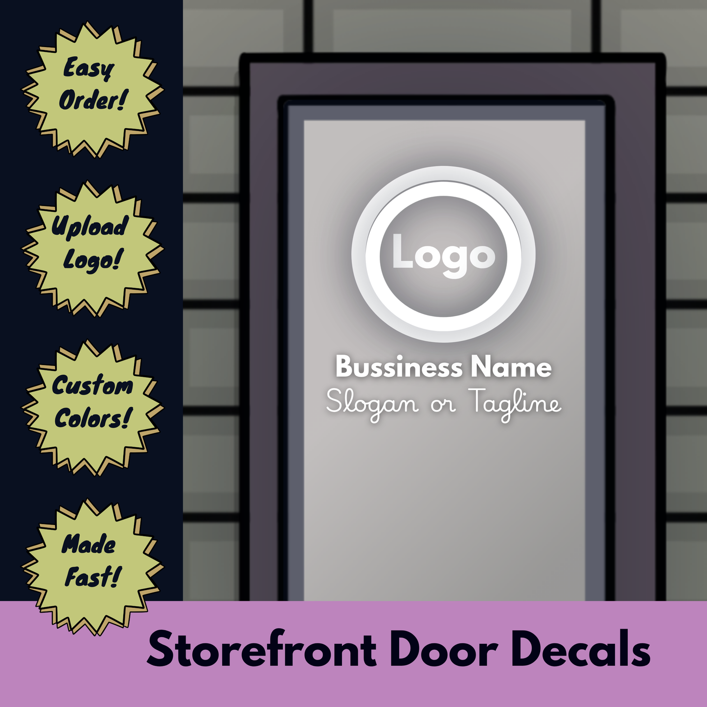 Front Door Logo Decal / Your Company Name or Logo Storefront Vinyl Sticker Window Door Lettering- Logo only (Copy) (Copy)