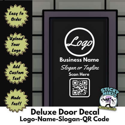Front Door Decal - Logo, Business Name, Slogan ,QR Code