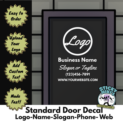 Front Door Decal - Logo, Business Name, Slogan , Phone, Website
