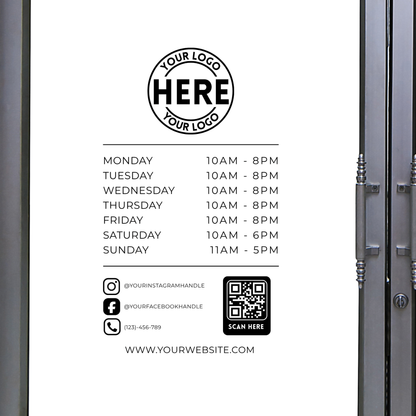 Front Door- Logo, Bussiness Name & Hours / Your Company Name or Logo Storefront Vinyl Sticker Window Door Lettering- Logo only (Copy)